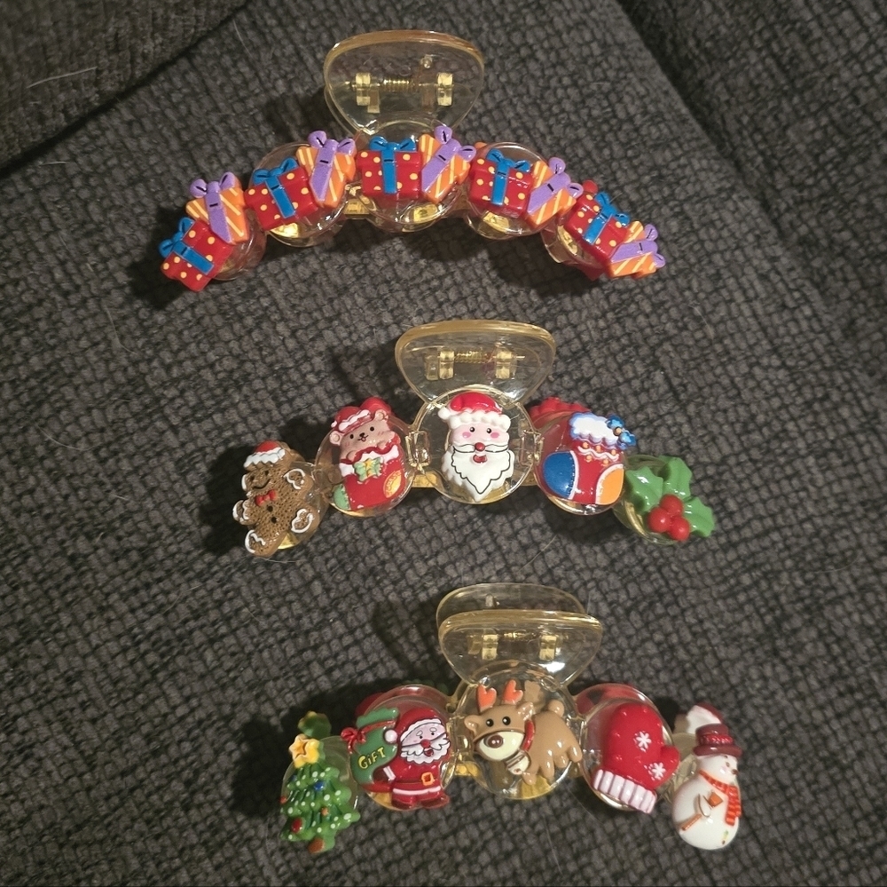Festive Holiday Hair Clip Set (3)